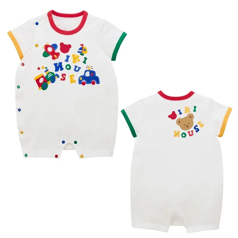 Summer Children's Short Sleeved Rompers Baby Bodysuits  Cute Little Bear Engineering Car Jumpsuit Climbing Suit Baby One-Pieces