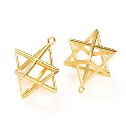 Pandahall 1pc Merkaba Star Brass Pendants With Hole Star Gold Color Plated Metal Charm For Necklace Bracelet Jewelry Making Gift