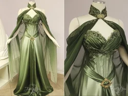Fantasy Fairytale Elf Evening Dress Vintage Medieval Victorian Beaded Applique Lace Up Long Custom فساتين للمناسبات الرسمية