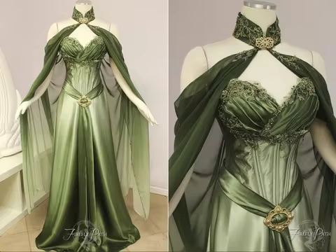 Fantasy Fairytale Elf Evening Dress Vintage Medieval Victorian Beaded Applique Lace Up Long Custom فساتين للمناسبات الرسمية