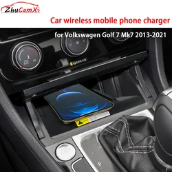 for Volkswagen Golf 7 Mk7 2013-2021 Center Console Storage Wireless Mobile Phone Charger 18W iPhone Magsafe Fast Charging Panel