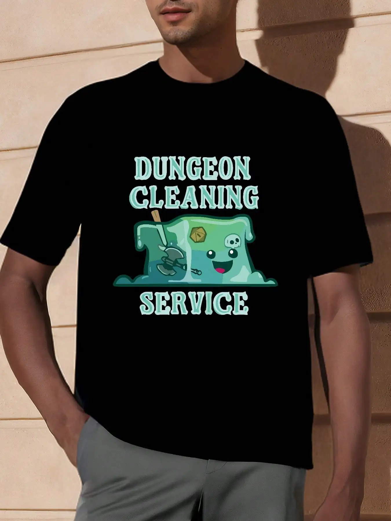 تي شيرت قطني مضحك لخدمة تنظيف الزنزانة مع تصميم مكعب جيلاتيني لطيف مثالي لمحبي آر بي جي ويمكن غسلها في الغسالة