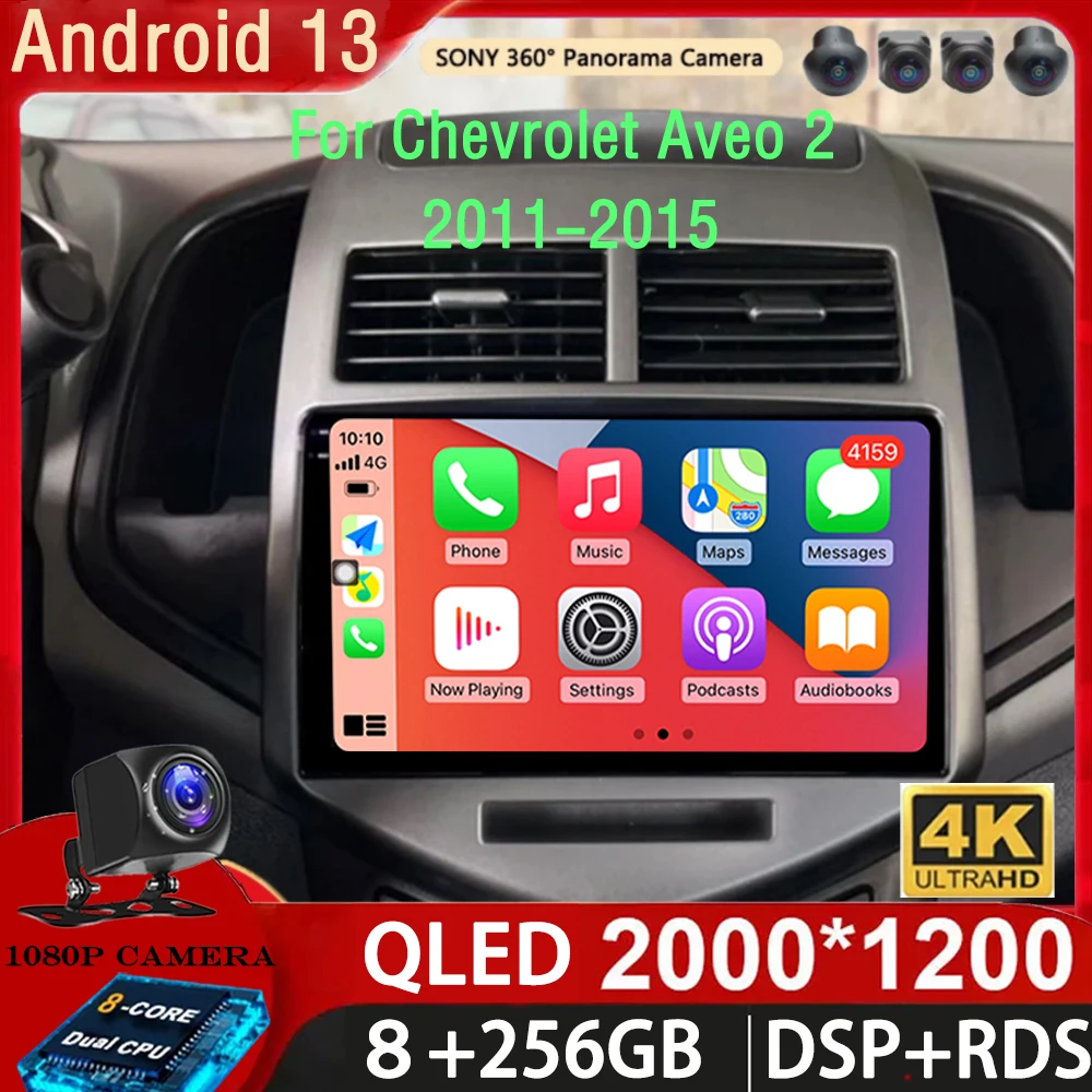 

Автомагнитола на Android 13 для Chevrolet Aveo 2 2011-2015, 2K, QLED, автомобильный радиоприемник, мультимедийный видеоплеер, BT, голосовое аудио, стереоустройство CarPlay