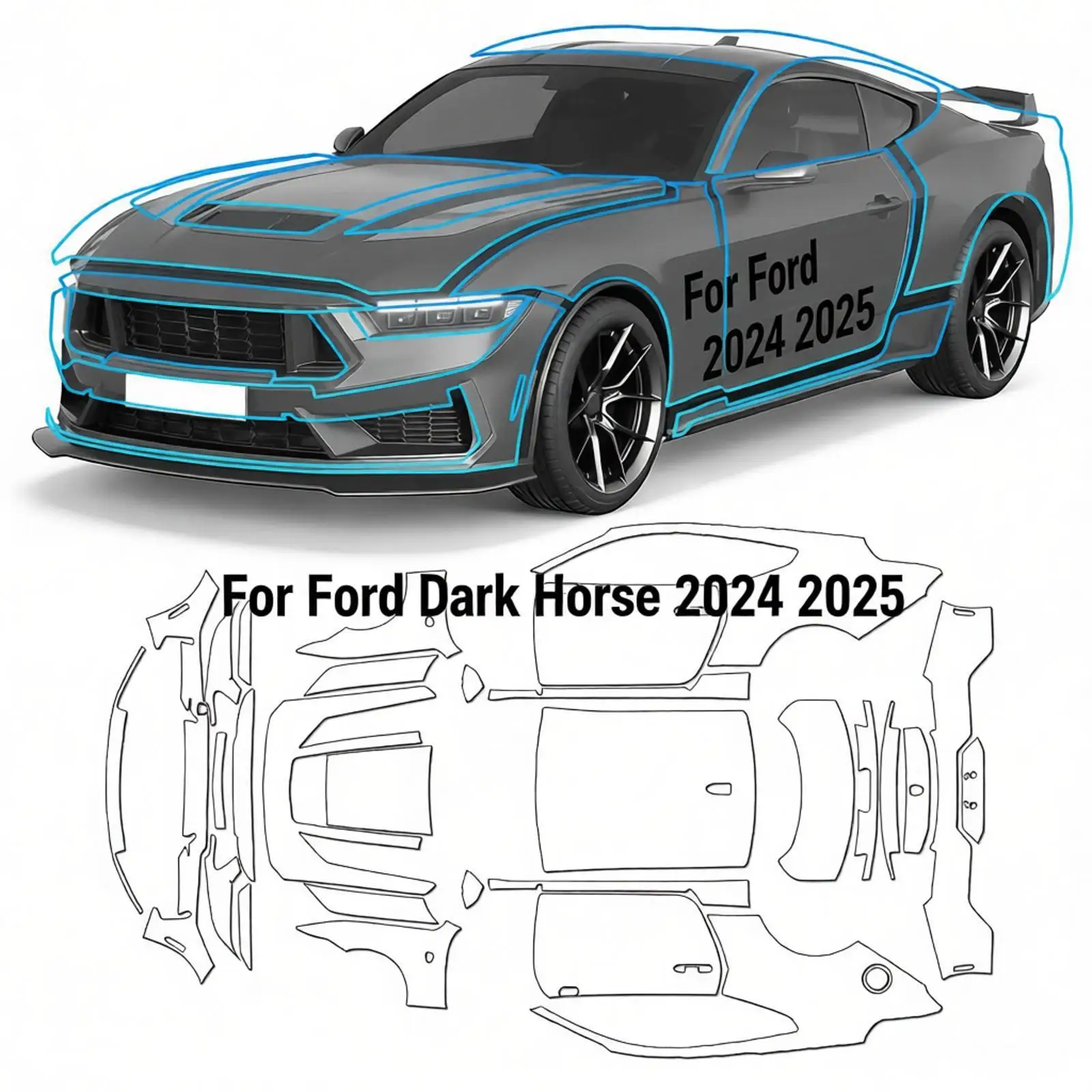 

8.5Mil Pre-cut PPF For Ford Dark Horse 2024 2025 TPU Matte Clear Paint Protection Film Scratch-Resistant Exterior Accessories