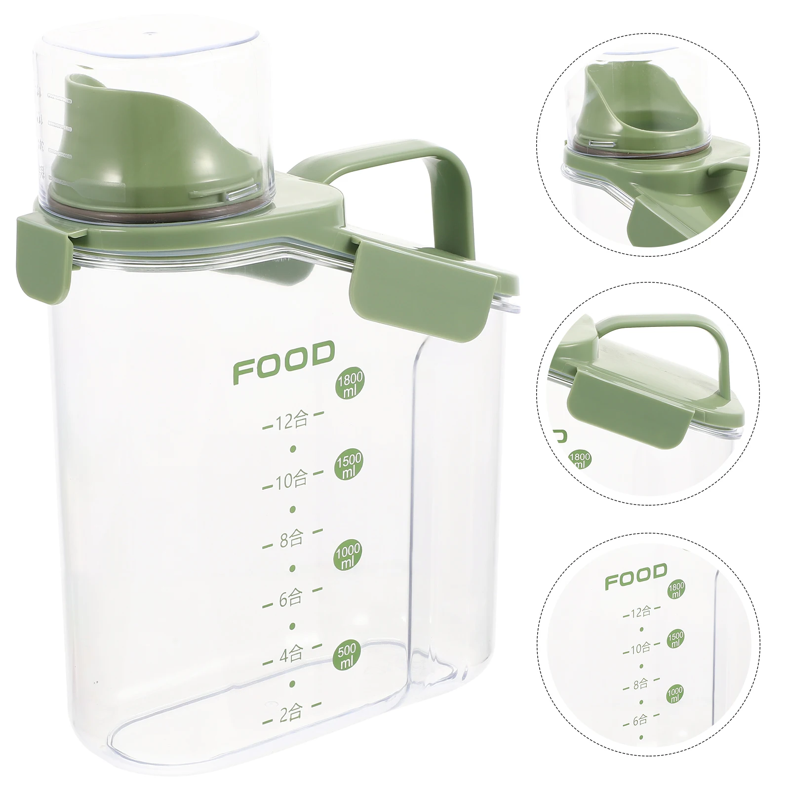 

Handheld Grain Storage Container Food Canister For Rice Cereals Coffee Beans Sealed Transparent Jar With Clear Scale Kitchen