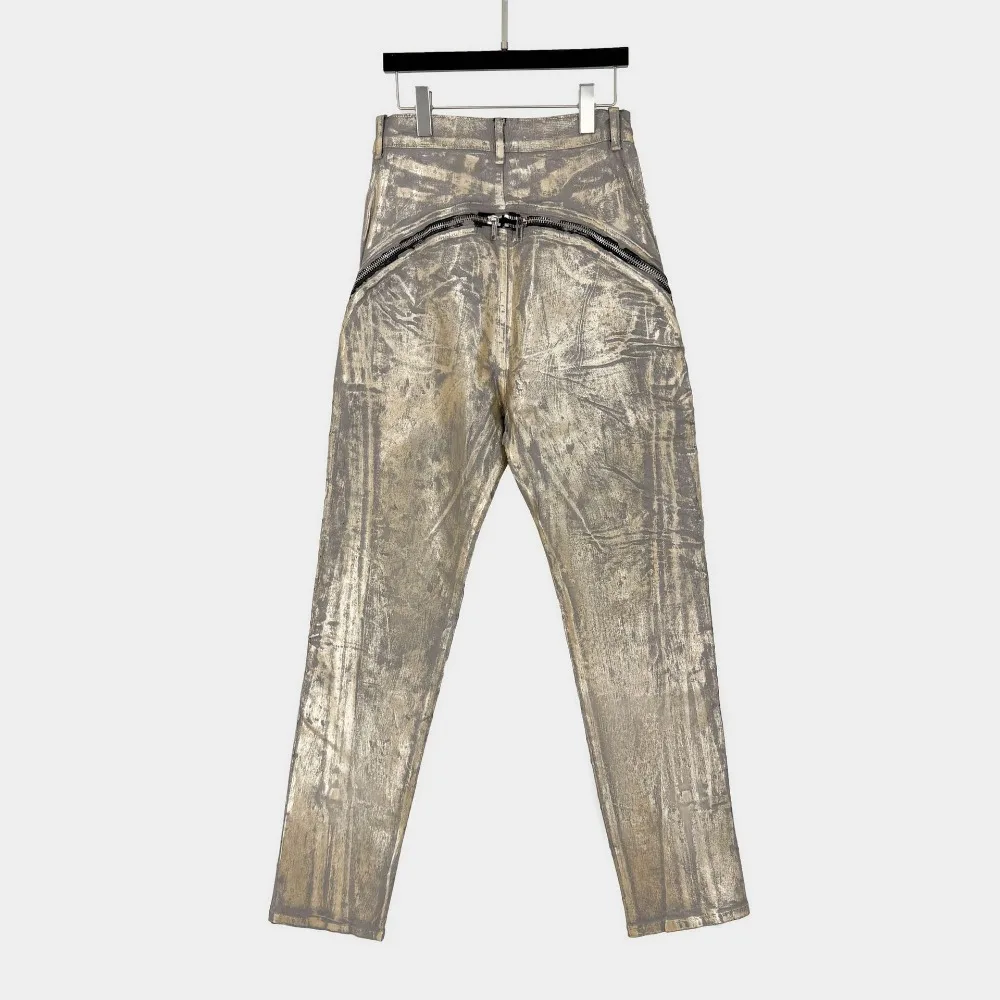 High Street RO Style Denim Pants Men's Hot Stamping Jeans Dark Style Street New Style Hot Stamping Bull Streetwear Jeans Pant