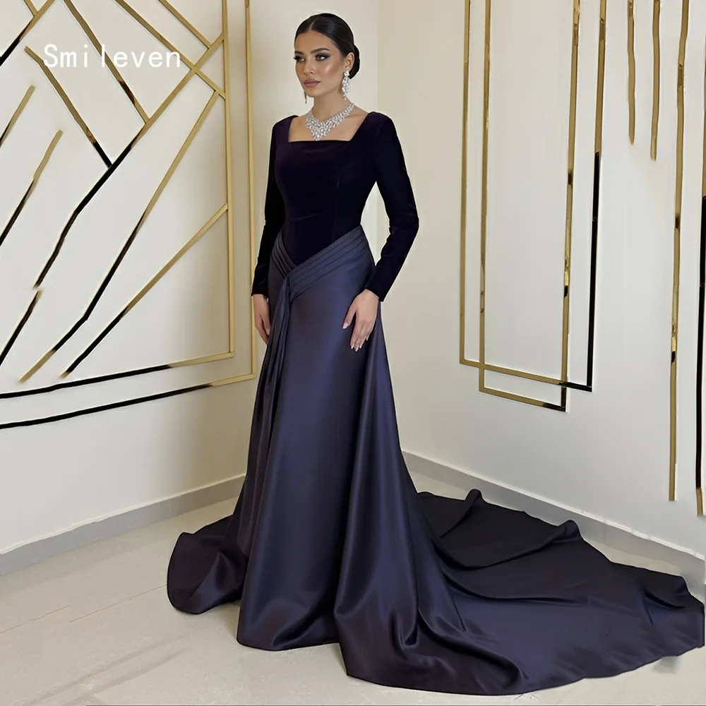 

Smileven Luxury Mermaid Prom Dress Square Collar Party Gowns Halloween Style Full Sleeve Formal Occassion Dress Customized 2026