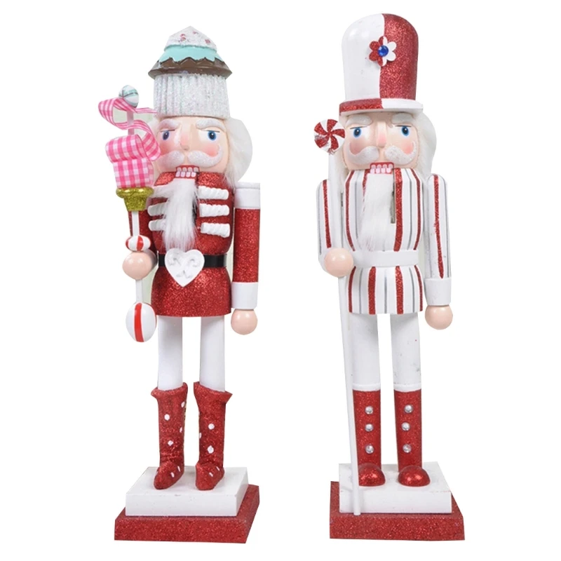 

H7EA Wood Nutcrackers Soldier Figurines Ornaments 38cm Puppet Desktop Decorations