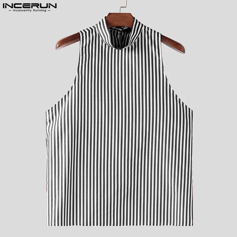 

INCERUN Mens Tank Tops Striped Sleeveless Summer Casual Male Vests Streetwear 2025 Back Button Fashion Men Clothing S-5XL