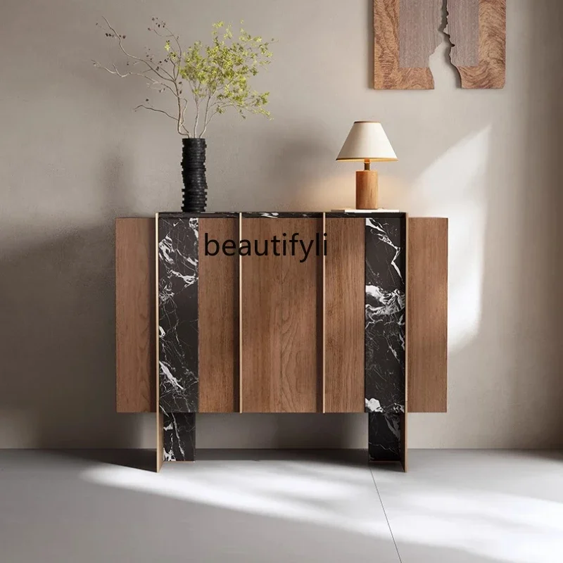 

medieval solid wood shoe cabinet, retro and simple entrance, luxury house living room and dining room against the wall, lockers