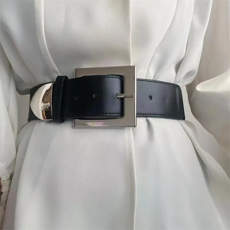 

Korean version of the dress elastic belt fashion closed waist decoration wide waist cover elegant vintage needle buckle belt