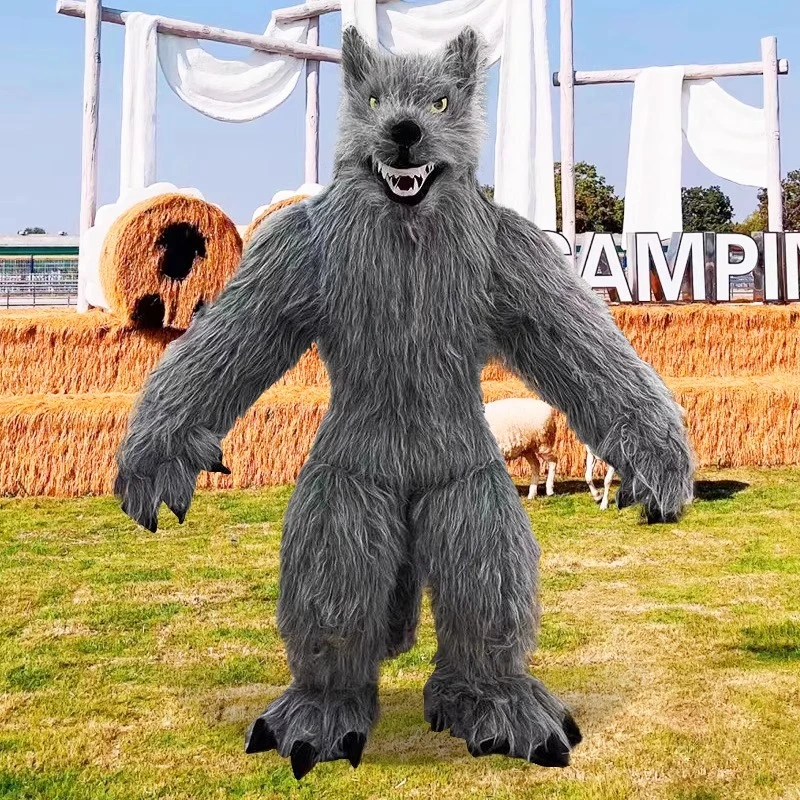 

Huge Plush Wolf Inflatable Mascot Costume Adult Full Suits Walking Blow Up Fancy Dress for Halloween Animal Cosplay Outfit