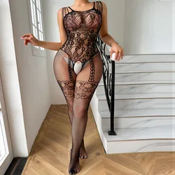 Sexy Fetish Bodystocking Women Lingerie Porno Bodysuit Underwear Erotic Costumes Lenceria Mujer Crotchless Sleepwear Plus Size