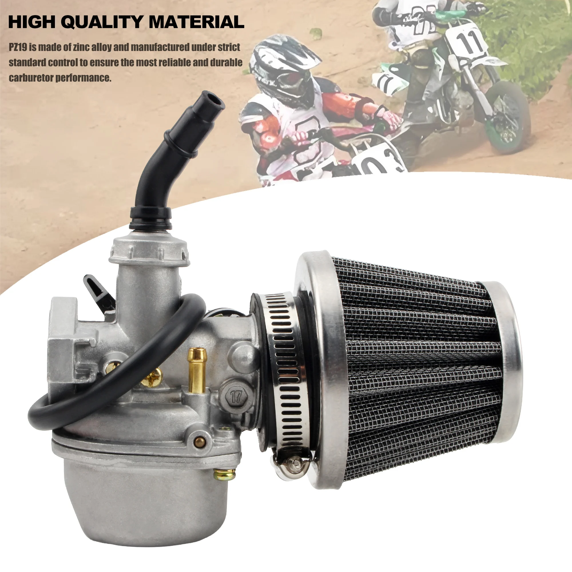 Carburatore universale per moto PZ19 19mm Set con filtro dell'aria per 50 70 90 110cc ATV Off-road Dirt Pit Bike Motocross