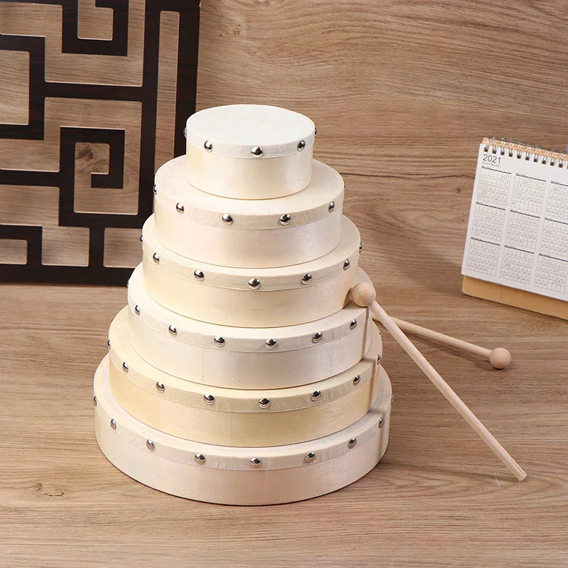 กลองเฟรม 4/6/7/8/9/10 นิ้ว กลองมือ กลองไม้ พร้อมชุดไม้ตีกลอง เครื่องดนตรีสำหรับเด็ก ของเล่นเสริมพัฒนาการ เครื่องดนตรีประเภทเพอร์คัชชัน