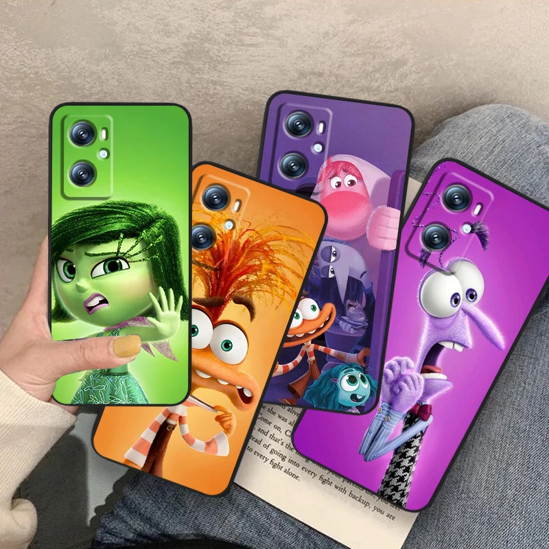 Inside Out Cartoon Cute For OPPO Find X6 X5 X3 A54S A5 A94 A16 A53S A57 A74 A72 A98 A78 A96 A9 5G Black Cover Phone Case