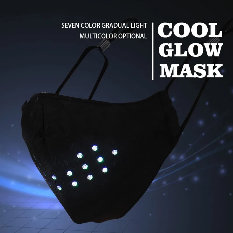 Rave Party Christmas Voice Control Mask Dynamic Talking Faux Luminous Led Face Mask Breathable Rubber Elastic Tendon Ear Loop