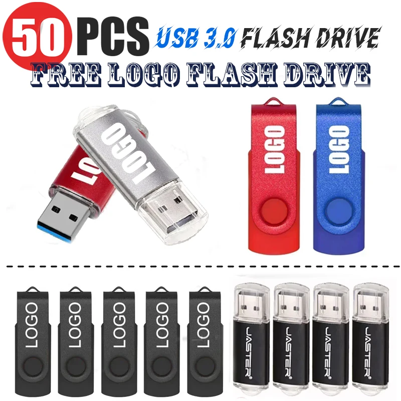 50PCS/LOT Pen Drive 64GB Memory USB 32gb High Speed 3.0 Flash Drive 128GB Usb Flash Drive Pendrive Fast Shipping Custom Logo