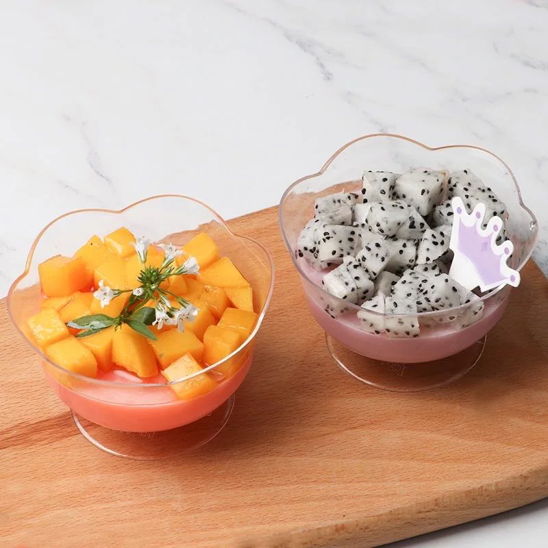 10pcs Mini Dessert Cups Heart-Shaped Plastic Ice Cream Dessert Bowls, Reusable of Dessert Cups Suitable for Cheese, Ice Cream