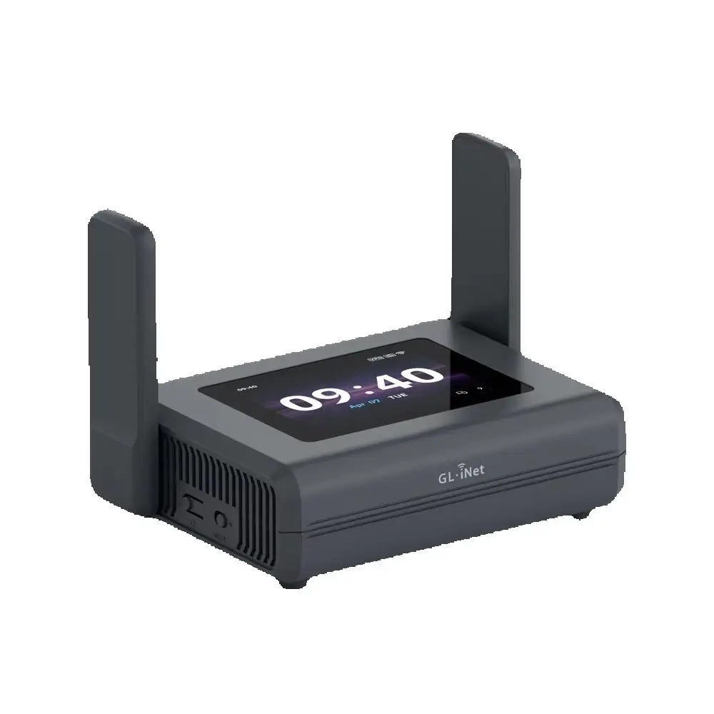 GL.iNet Slate 7 Pro GL-BE10000 WiFi 7 Reise-Router, Tri-Band Tragbarer VPN-Router mit 2,8-Zoll-Touchscreen, Dual 2,5G-Ports, 1100Mbps WireGuard VPN, OpenWrt-Router mit MLO, Sicherer WLAN-Router für