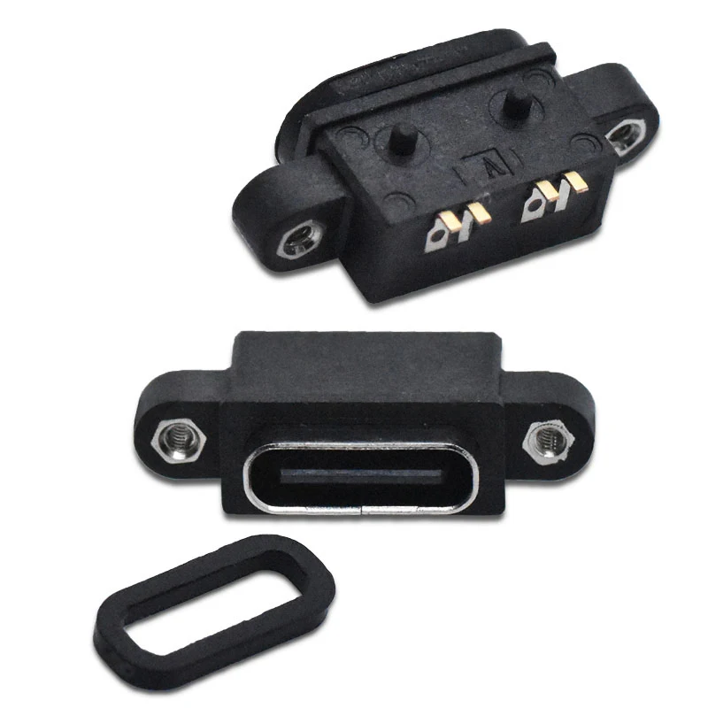 1-10PCS Type-C 4P waterproof mother seat with double ear screw hole, front and back double-sided plug-in fast charging interface