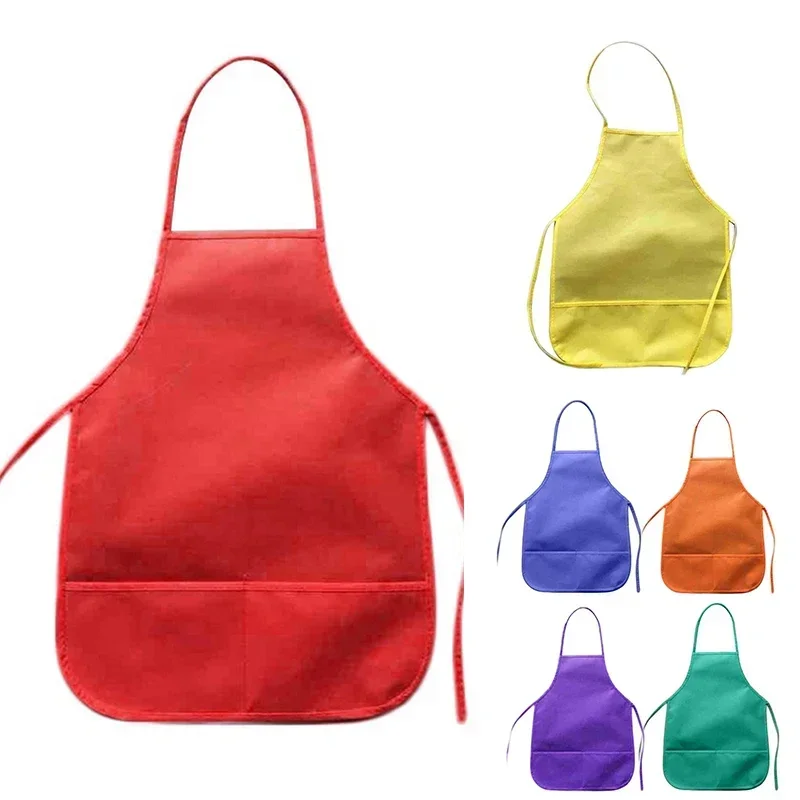 Waterproof Unisex Colorful Children Aprons Non-Woven Fabric Painting Pinafore Kids Apron For Art Painting Class