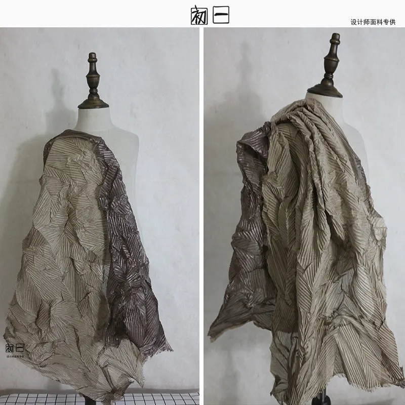 Light Coffee Color Louver Pleated Pleated Crepe Texture Reconstruction Texture Cloth Very Wide Creative Clothing Designer Fabric