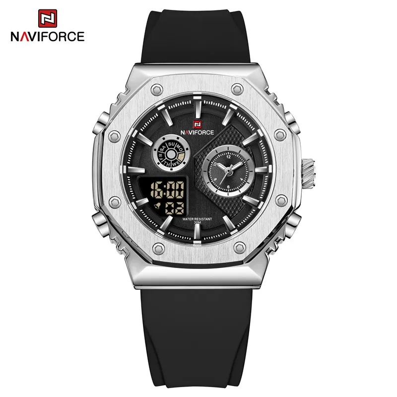 

NAVIFORCE Silicone Strap Luxury Watches For Men Sport Led Waterproof Male Wristwatch Luminous Men Quartz Watch Relogio Masculino