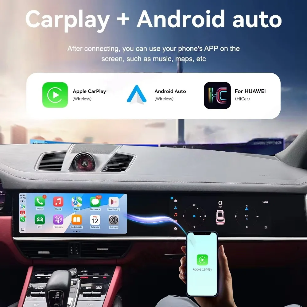 Picture 4: Android Auto GPS Navigation Multimedia Video Stereo For Porsche Cayenne 2018-2023  Wireless CarPlay Receiver Head Unit Bluetooth