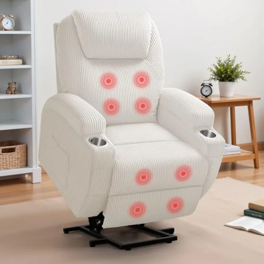 

Электрическое кресло-реклайнер с массажем для пожилых людей, из вельветовой ткани, одноместное, с подстаканниками и боковыми карманами