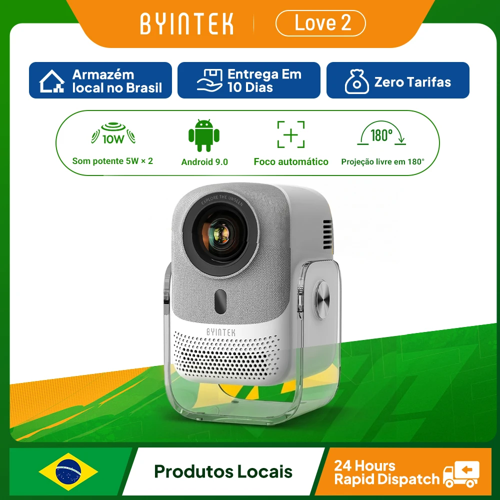 Byintek Love 2 - Projetor 1080P Full HD com Foco Automático