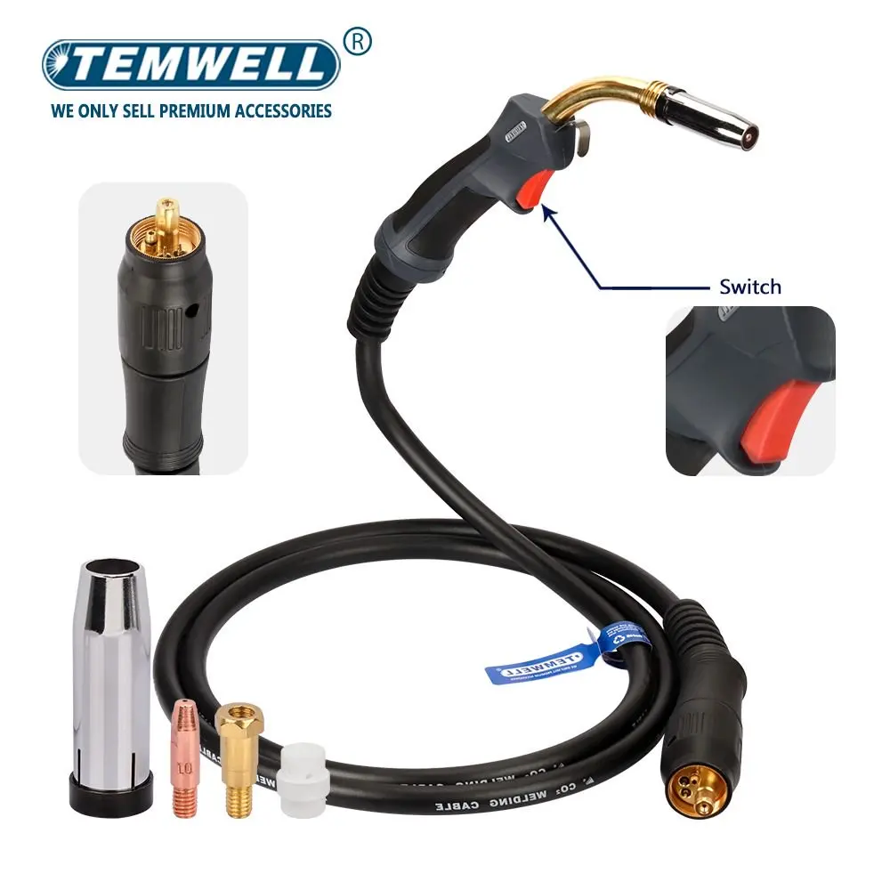 TEMWELL  3M 24KD Mig Mag Welding Torches Accessories MB24AK Weld Torch Gun with Europ Connector for Mig Co2 Welding Equipment