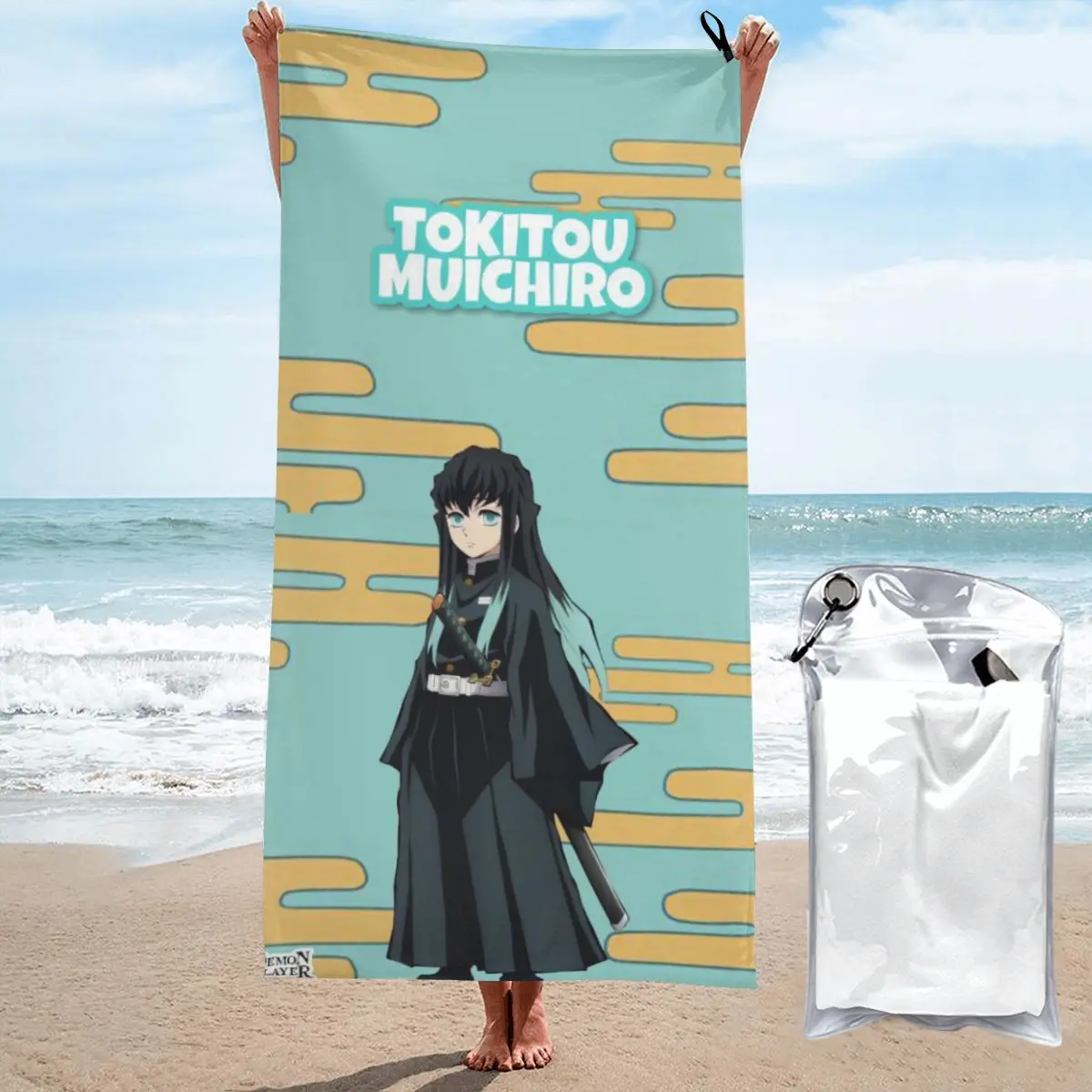 Muichiro Tokito Demon Slayer Beach Towel Poncho Bathing Towels Cover-ups Quick Dry Sand Free Yoga Spa Gym Pool