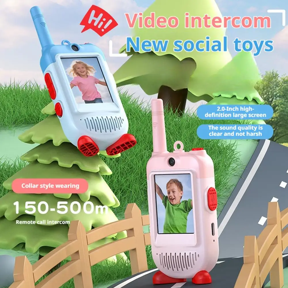 2 قطعة جهاز اتصال داخلي عبر الفيديو عالي الوضوح للأطفال صوت واضح لاسلكي قابل لإعادة الشحن اتصال داخلي للأطفال للأولاد والبنات هدية