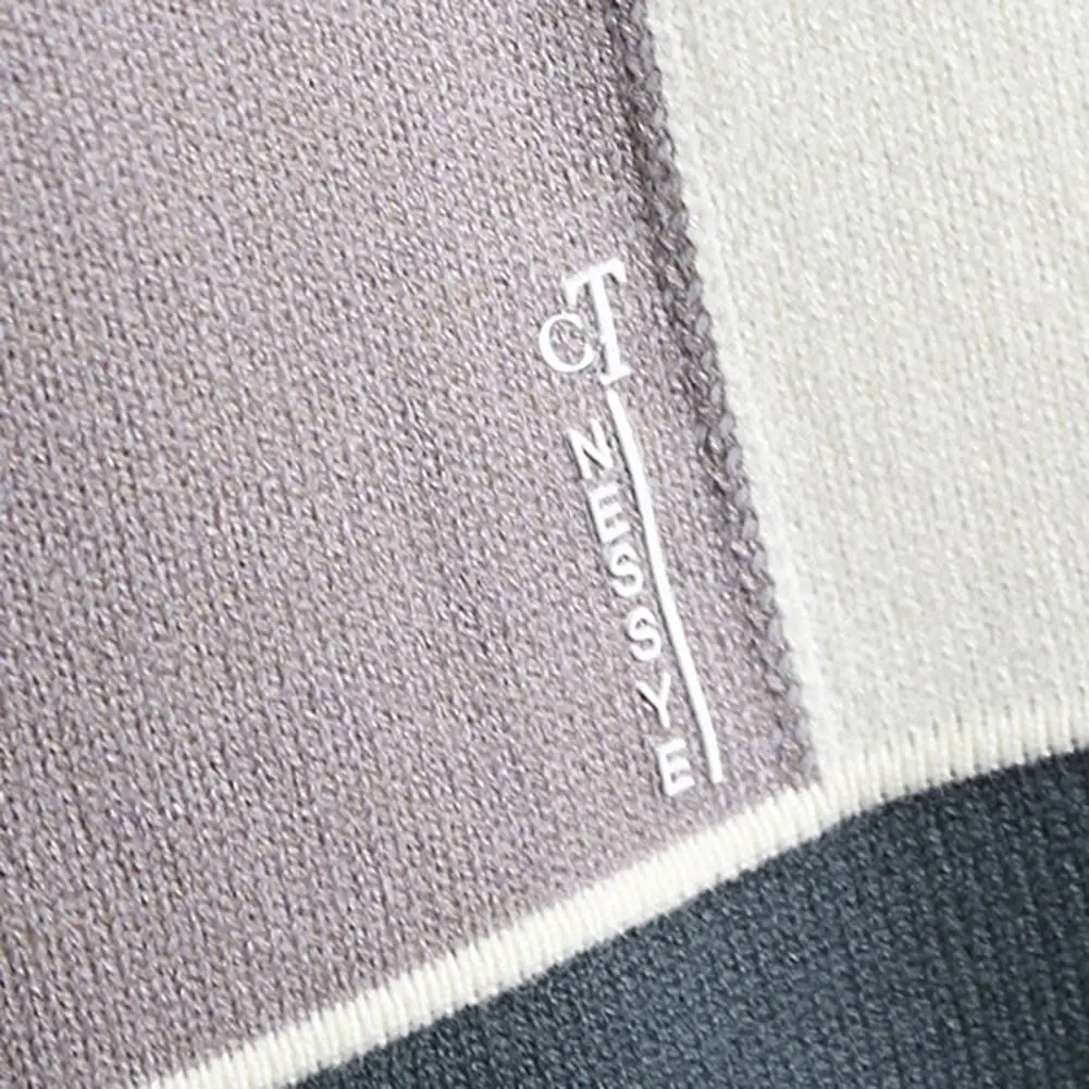 

2025 Winter Sweater Knitting Long Sleeves Crew Neck Contrast Color Loose Keep Warm Thick Elastic Anti-shrink Spring Sweater