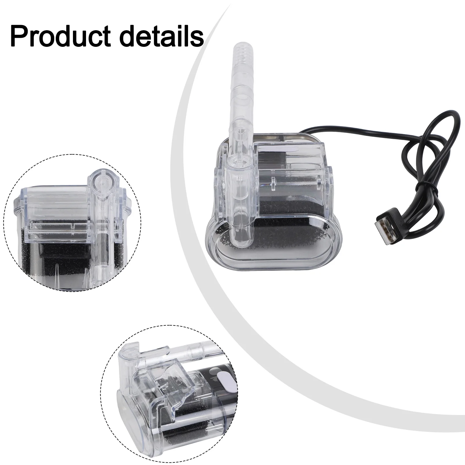 Adjustable Flow Fish Tank Filter 250L H Flow Rate DC 5V Voltage Easy To Install For 3-5mm Glass Tanks Fully Transparent Design