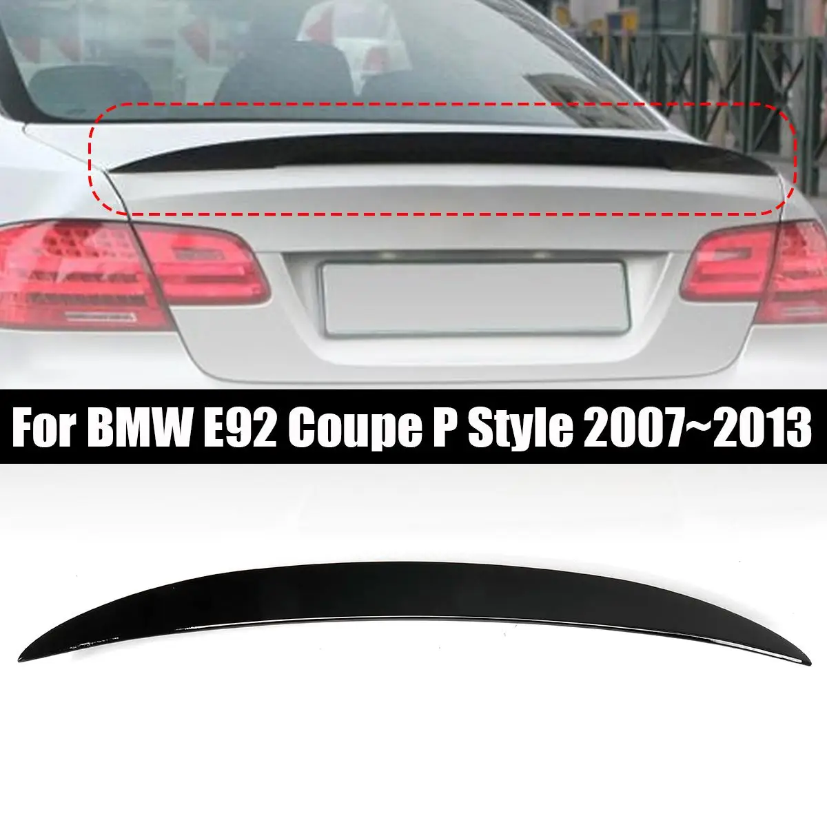 New Gloss Black High Kick Car Rear Trunk Racing Spoiler Wing Lip P Style For BMW E92 Coupe 07~13