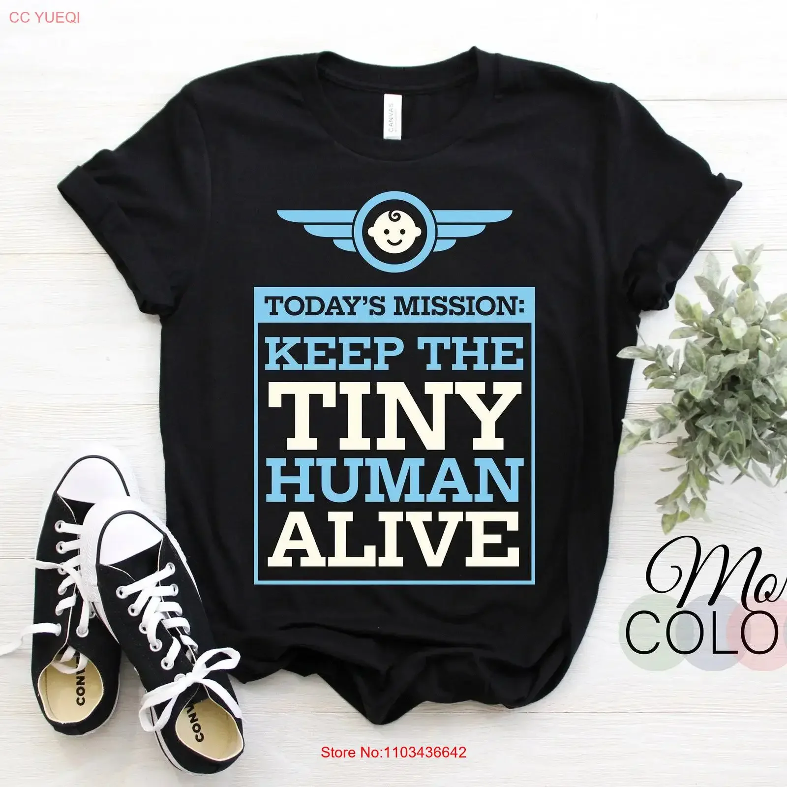 T-shirt vintage pour papa pourpre, amusant, pour les premiers jours de père, pour garder un petit être humain en vie, mission du jour pour les pères militaires, bébé garçon ou fille