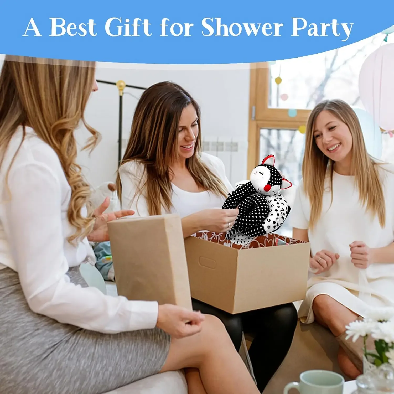 ベビーシート用おもちゃ 0-3ヶ月 乳児用おもちゃ スパイラルベビーカー用おもちゃ、新生児用おもちゃ 白黒ベビーおもちゃ、ベビーベッド用モバイルおもちゃ ﻿