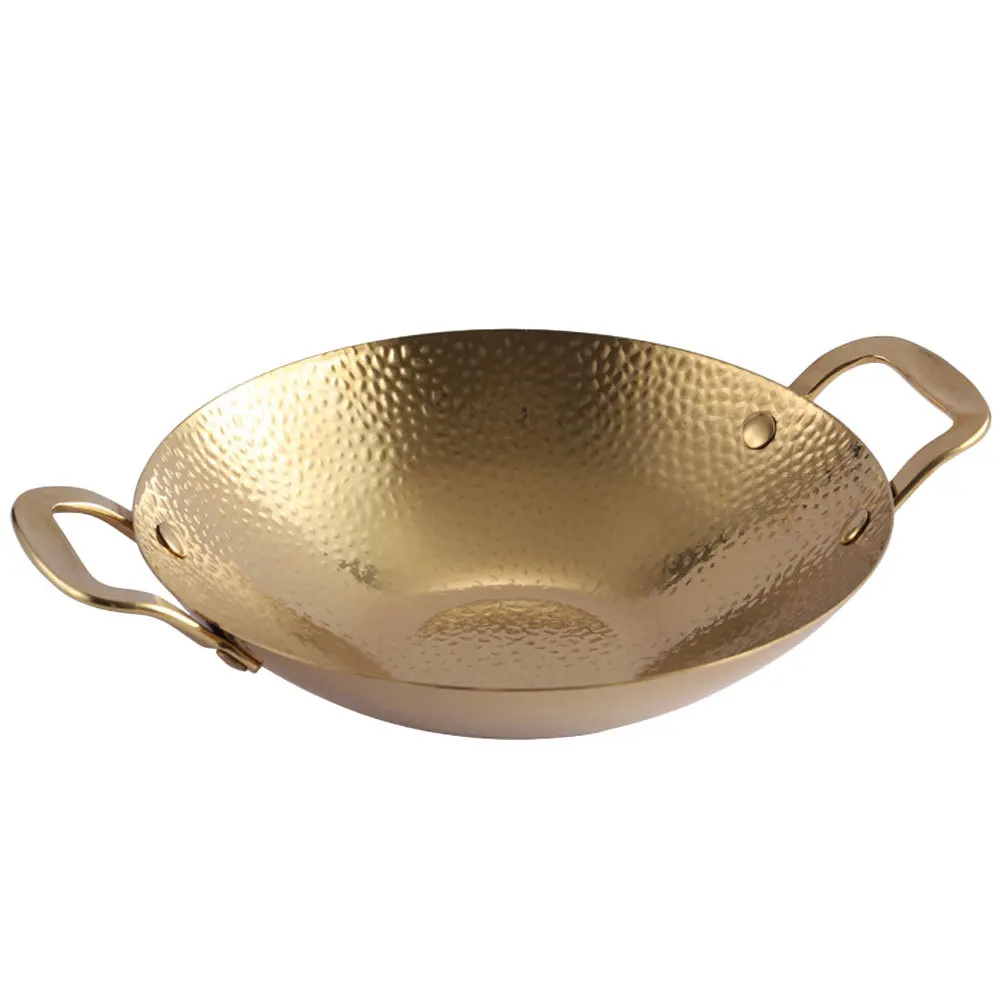 

1 шт., кованая сухая кастрюля из нержавеющей стали с двойной ручкой для горячей кастрюли, рагу, морепродуктов, уличная кухонная утварь для кемпинга