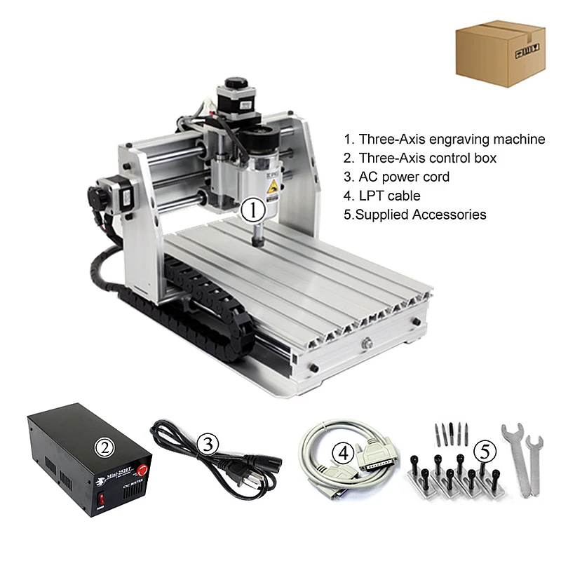 Mini CNC Router 3 Axis Engraver Milling Machine CNC2520T for CNC DIY Hobby with 200W Spindle Motor