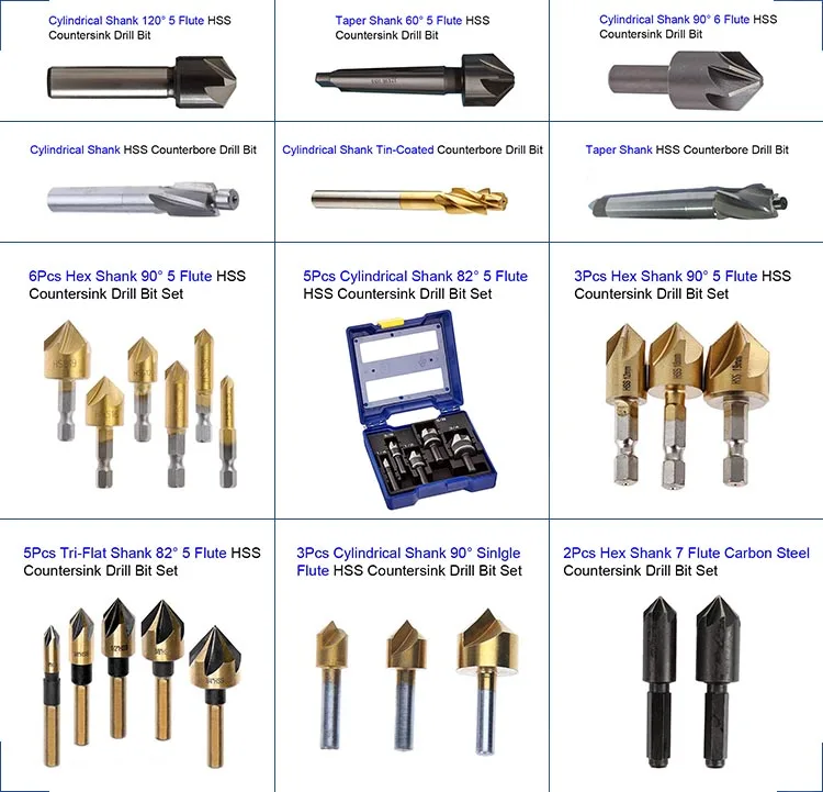 DIN335C 90 degree 3 slot high speed steel chamfered metal countersink bit for chamfered deburring and countersink