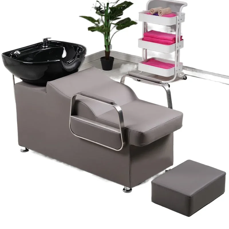 

Internet celebrity shampoo bed ceramic basin hair salon recliner flushing shampoo bed barber shop
