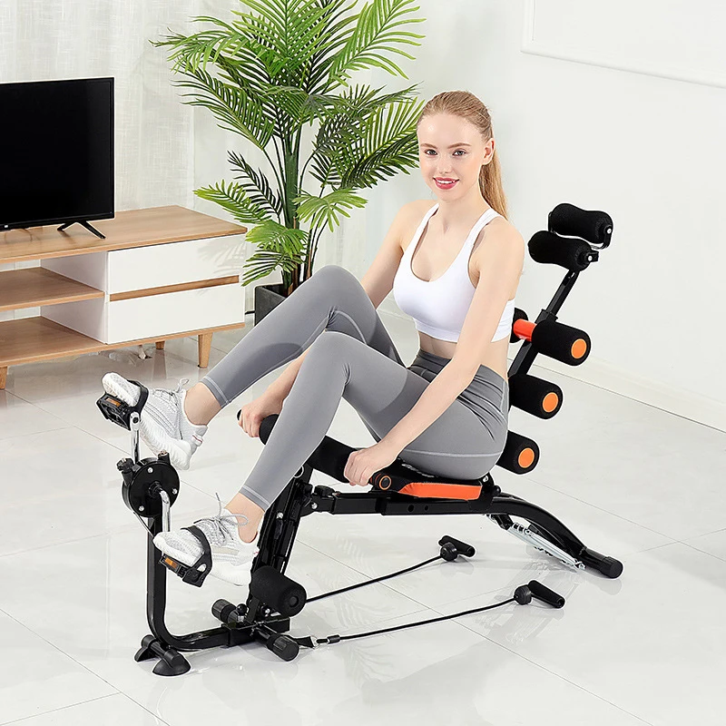 Sechs-in-eins-Multifunktions-Bauchtrainer, Taillenstütze, Sit-ups, Bauchmuskeltrainingsgerät, Heimfitness-Rollstuhl
