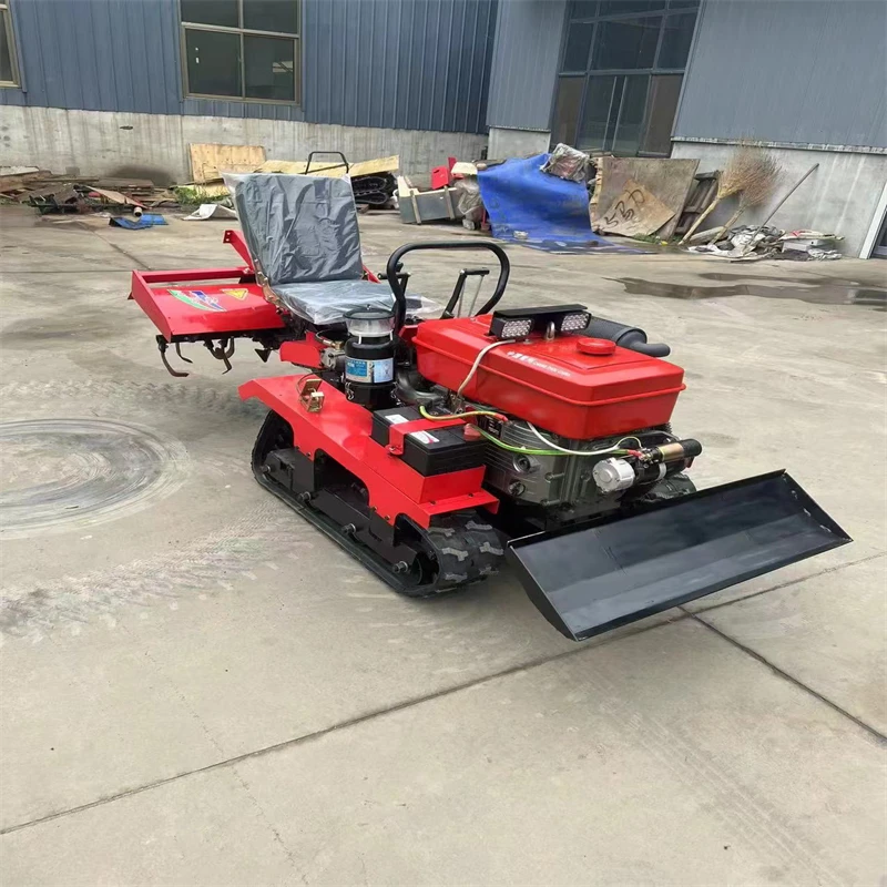 Small Crawler Micro Ploughing Machine Agricultural Shed Tiller Factory Direct Supply