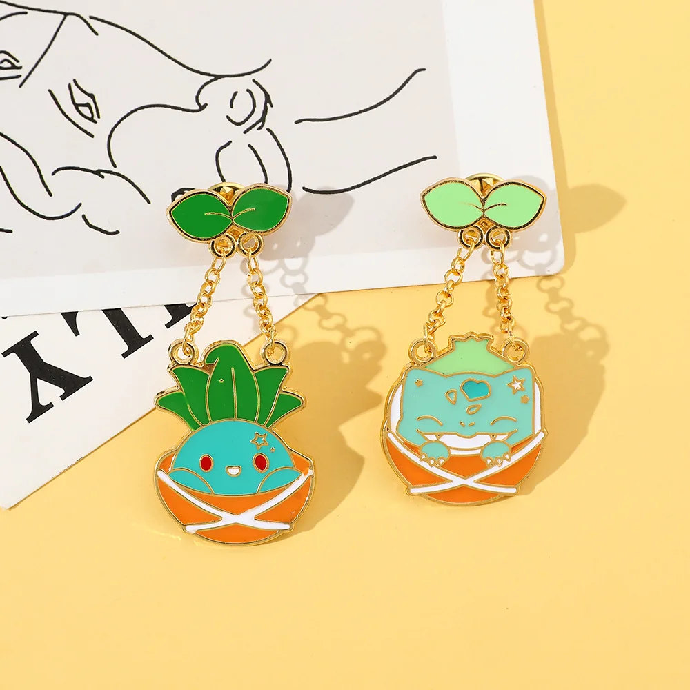 Kawaii Hanging Chain Brooch Monster Alloy Enamel Lapel Pin, Fashion Jewelry Accessory for Clothing & Bags Decoration