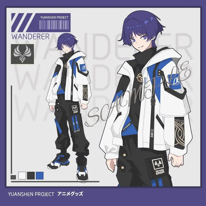 

Genshin Impact Scaramouche Косплей Костюм Длинный Тренч Куртка Осень Зима Мода Повседневная Унисекс Ветровка Толстовка