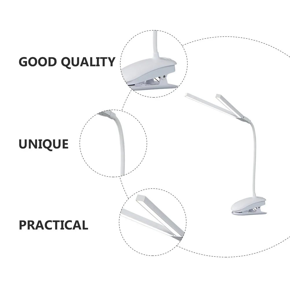 

1Pcs Dual Head Rechargeable Lamp Eye Protection Studying Desk Lamp Reading Night Light for Home Office Dormitory