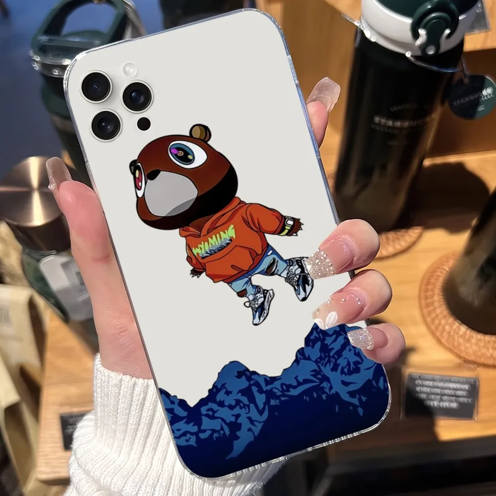 Funny K-Kanye West  Bear Phone Case For Samsung Galaxy S20 S22 S23 A71 FE Lite Plus S21 ULTRA Transparent Shell