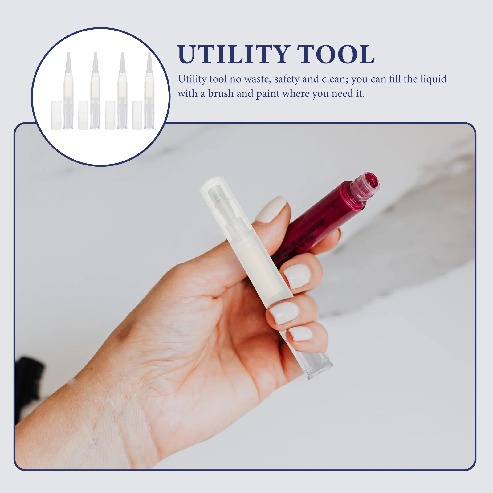 Recharge de vernis à ongles, stylo vide, matériau ABS, brosse torsadée, huile essentielle, brillant à lèvres, applicateur de soins des ongles pour manucure, 4 pièces